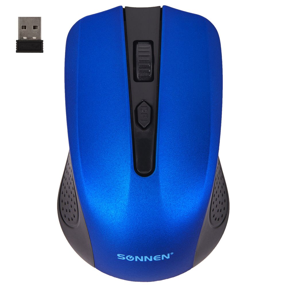 Мышь беспроводная SONNEN V99, USB, 1000/1200/1600 dpi, 4 кнопки, оптическая, синяя