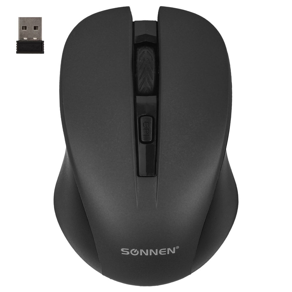 Мышь беспроводная с бесшумным кликом SONNEN V18, USB, 800/1200/1600 dpi, 4 кнопки, черная