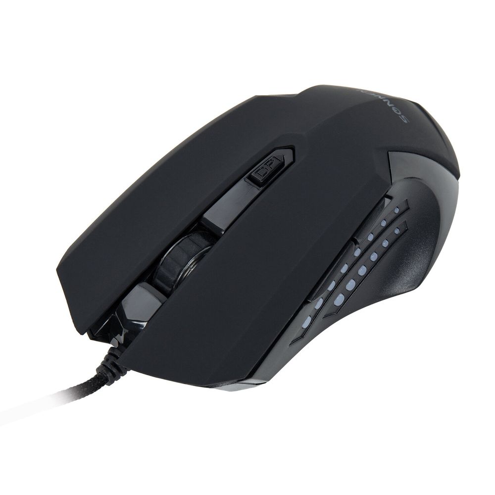 Мышь проводная SONNEN I3, пластик, 6 кнопок, 800-3200 dpi, LED-подсветка, черная