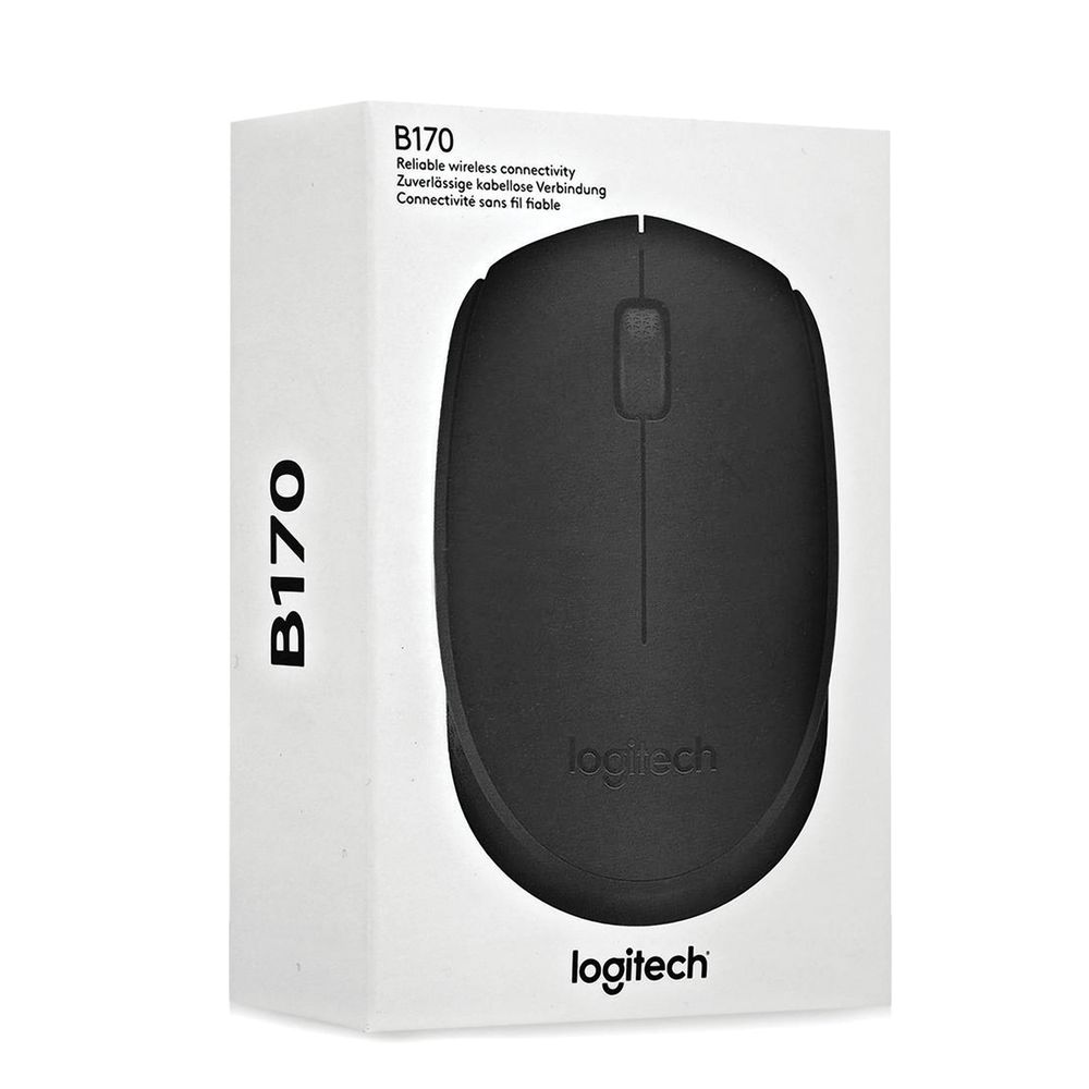 Мышь беспроводная LOGITECH B170, 2 кнопки + 1 колесо-кнопка, оптическая, черная