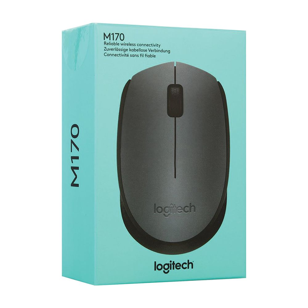 Мышь беспроводная LOGITECH M170, 2 кнопки + 1 колесо-кнопка, оптическая, черная