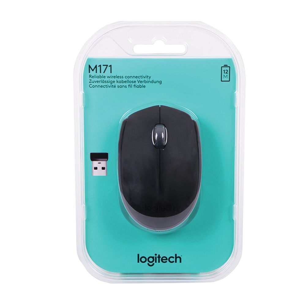 Мышь беспроводная LOGITECH M171, 2 кнопки + 1 колесо-кнопка, оптическая, черная