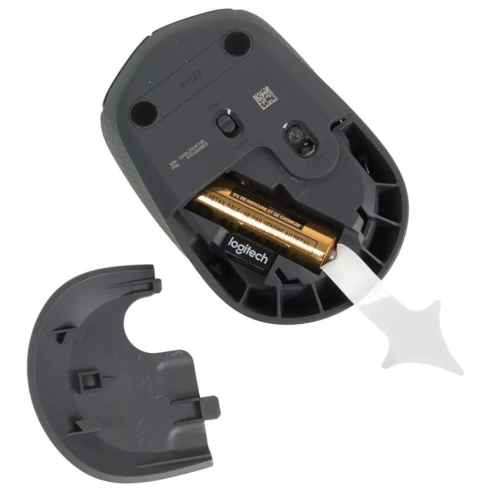 Мышь беспроводная LOGITECH M171, 2 кнопки + 1 колесо-кнопка, оптическая, черная