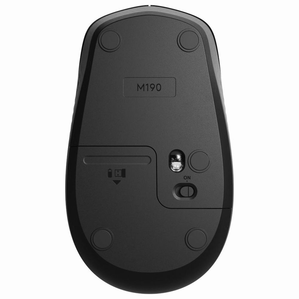 Мышь беспроводная LOGITECH M190, 2 кнопки+1 колесо-кнопка, оптическая, чёрно-серый