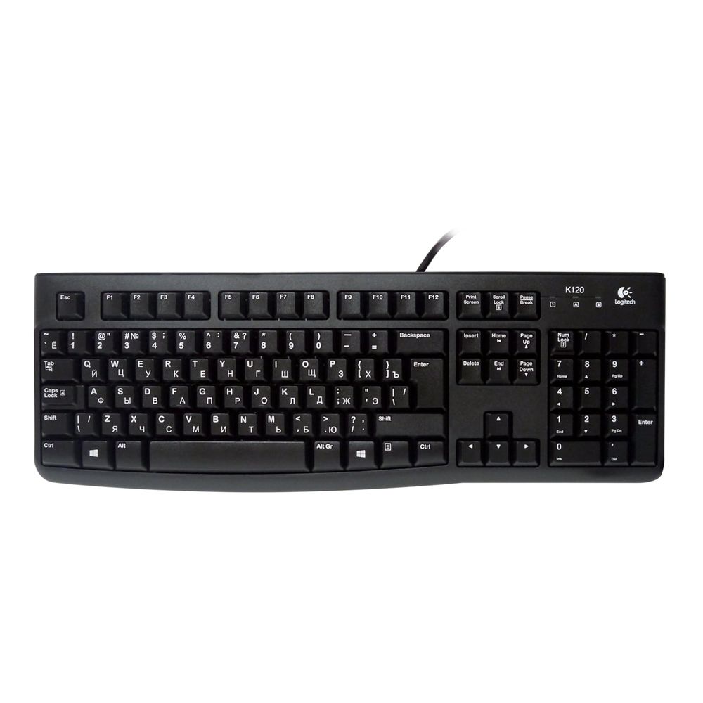 Клавиатура проводная LOGITECH K120, USB, 104 клавиши, черная