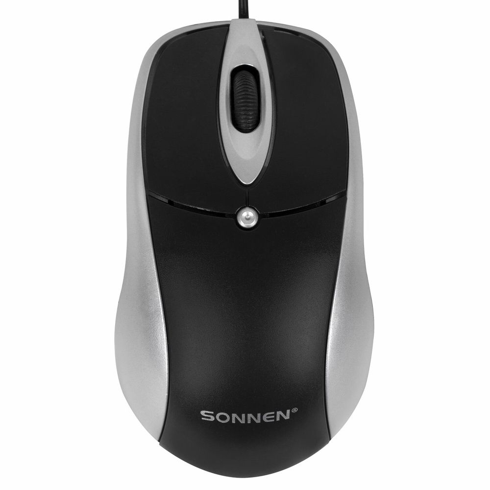Набор проводной SONNEN KB-S110, USB, клавиатура 113 клавиш, мышь 3 кнопки, 1000 dpi, черный/серебристый