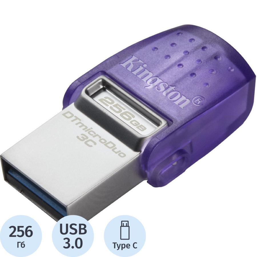 Флешка USB 3.2 256 ГБ Kingston Microduo 3C G3 (DTDUO3CG3/256GB)
