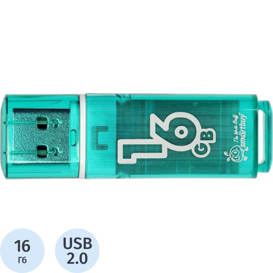 Флеш-память SmartBuy Glossy series 16 Gb USB 2.0 зеленая