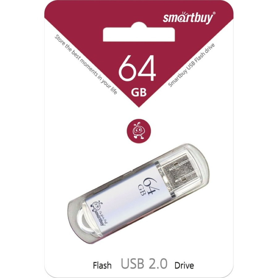 Флеш-память SmartBuy V-Cut 64 Gb USB 2.0 серебристая