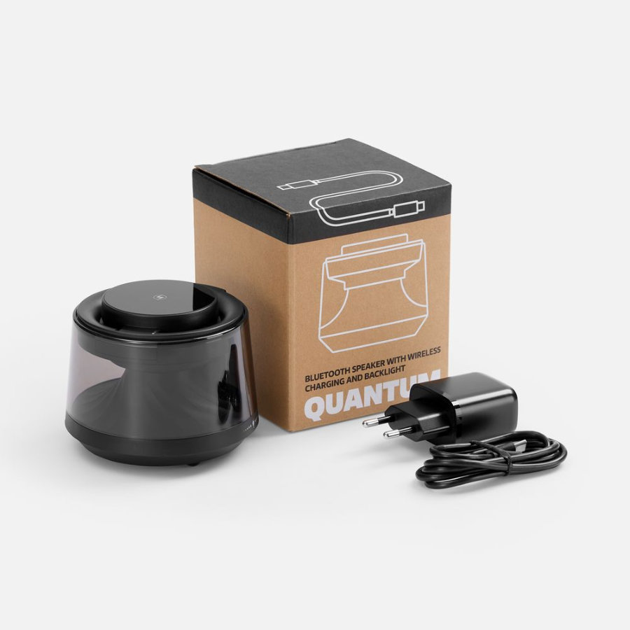 Bluetooth-колонка с подсветкой и беспроводной зарядкой Quantium черная