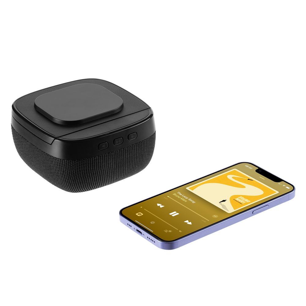 Колонка c беспроводной зарядкой Esca и подсветкой лого черная