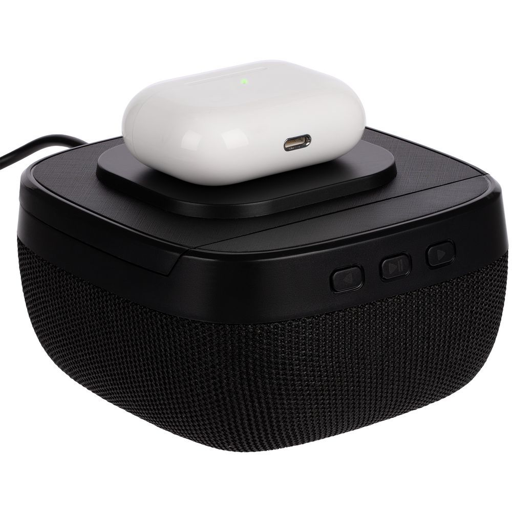 Колонка c беспроводной зарядкой Esca и подсветкой лого черная