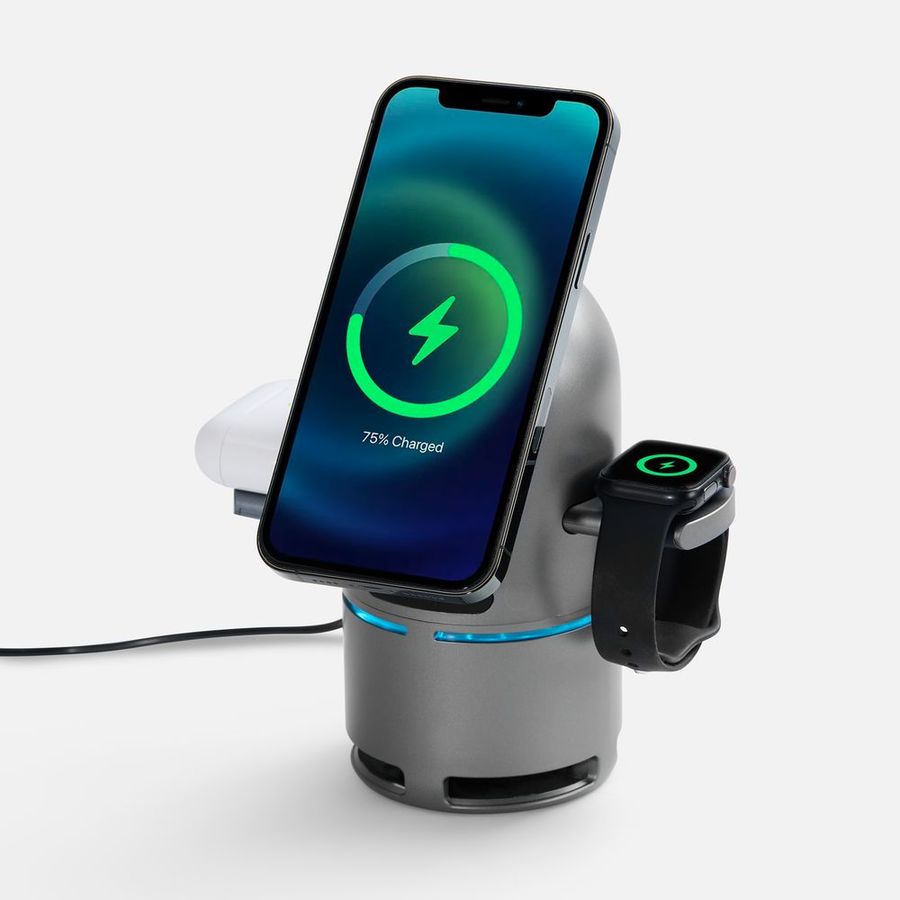 Bluetooth-колонка с беспроводной зарядкой Droid серая