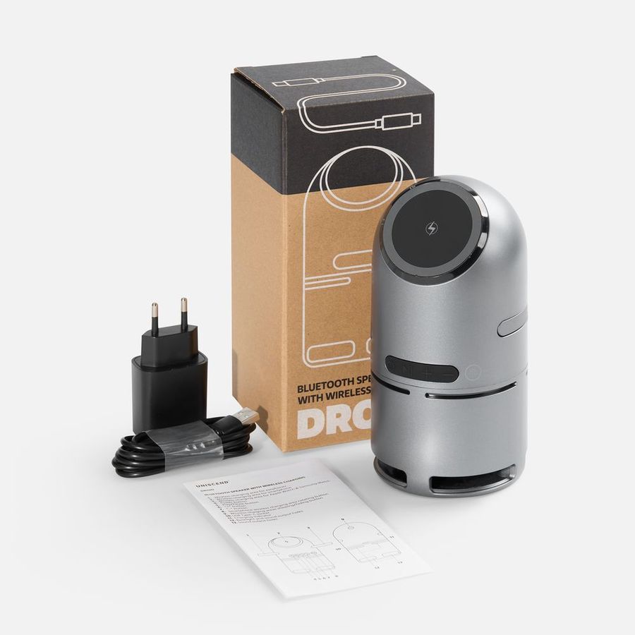 Bluetooth-колонка с беспроводной зарядкой Droid серая