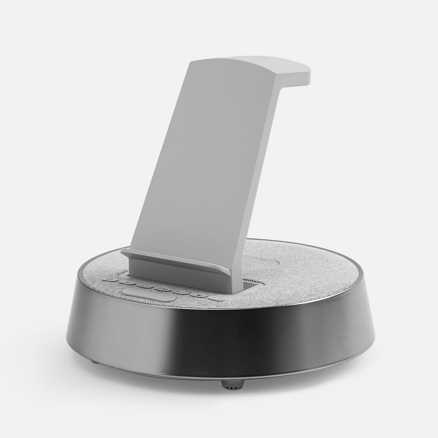 Bluetooth-колонка с беспроводной зарядкой и часами netEnergy серая