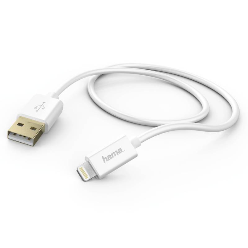 Кабель Hama GoldMFi Lightning MFi-USB 2.0 белый 1.5м для Apple iPhone 5/5c/5S/6+ (00173640)