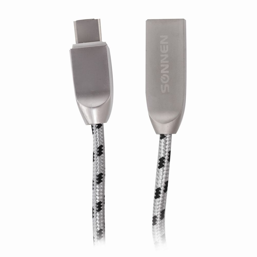 Кабель USB 2.0-Type-C, 1 м, SONNEN Premium, медь, передача данных и быстрая зарядка