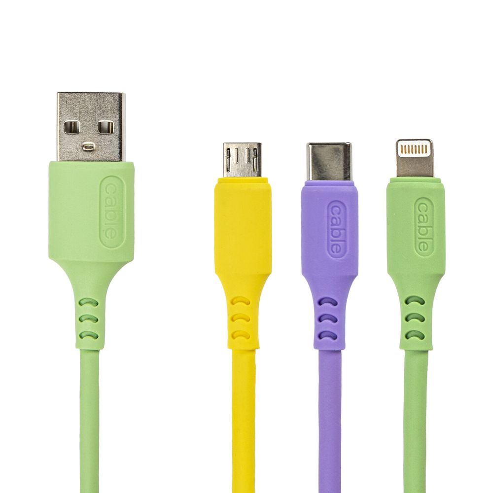 Кабель для зарядки 3 в 1 USB 2.0-Micro USB/Type-C/Lightning, 1 м, SONNEN, медь