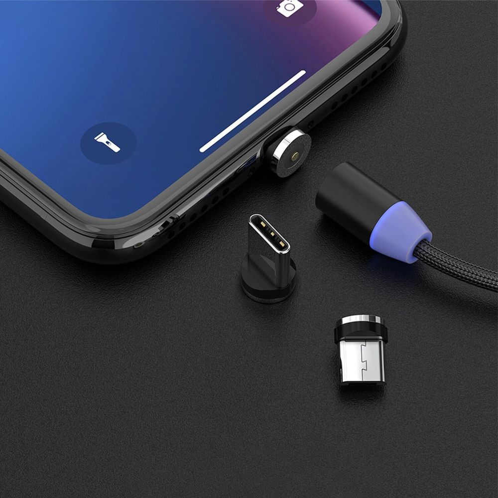 Кабель магнитный для зарядки 3 в 1 USB 2.0-Micro USB/Type-C/Ligtning, 1 м, SONNEN, черный
