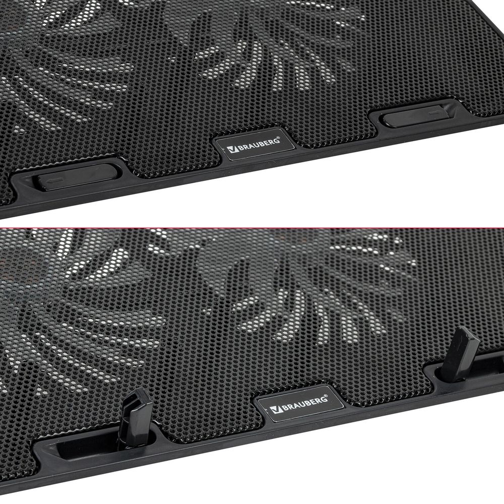 Подставка для ноутбука с охлаждением, 2 порта USB-A, LED-подсветка, 352х252 мм, BRAUBERG