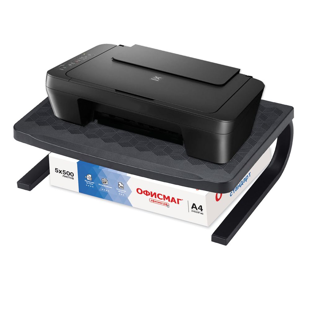 Подставка для оргтехники BRAUBERG, 370х260х115 мм, металлическое основание, черная