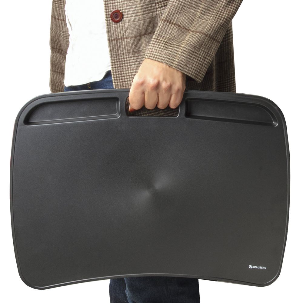 Подставка-столик с мягкими подушками, для ноутбука и творчества BRAUBERG, 480х335 мм, черный