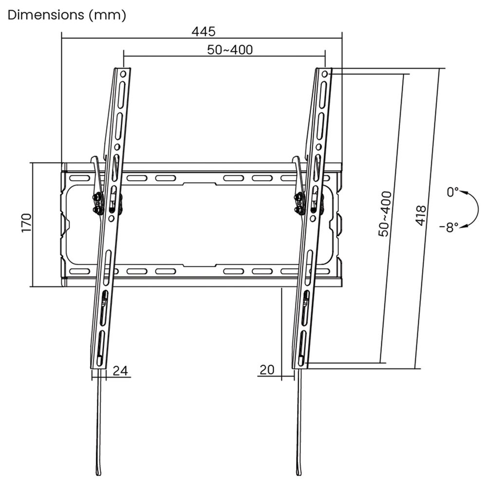 Кронштейн-крепление для ТВ настенный, до 45 кг, VESA 75х75-400х400, 32