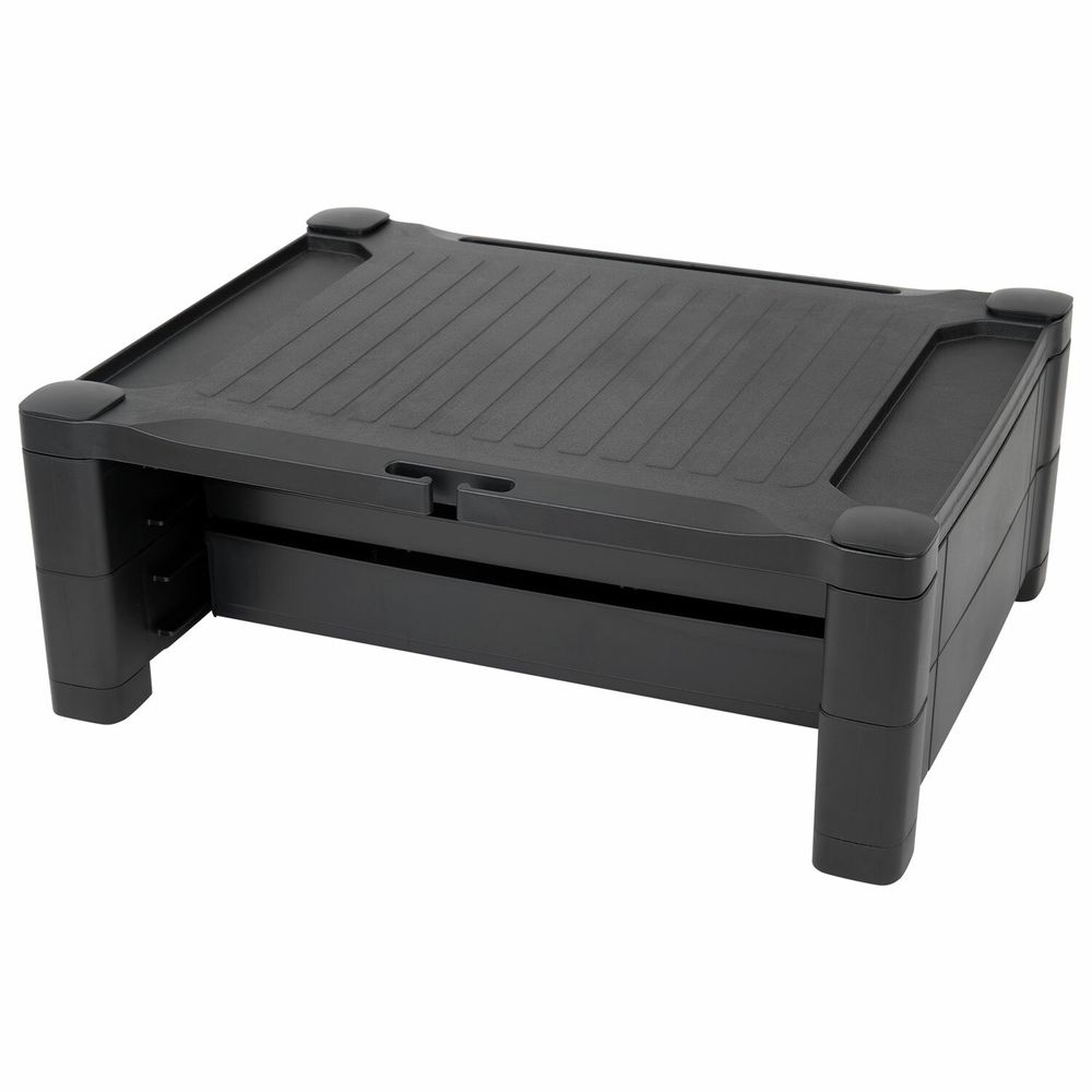 Подставка для монитора, ноутбука 434х336х193 мм, 3 ящика, черная, BRAUBERG