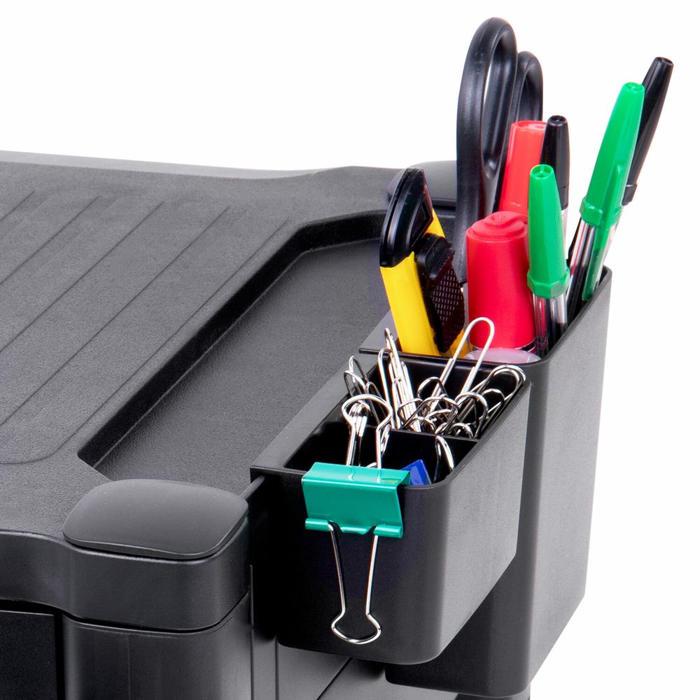 Подставка для монитора, ноутбука 434х336х193 мм, 3 ящика, черная, BRAUBERG