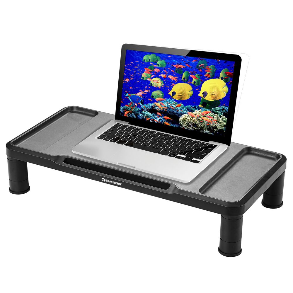 Подставка для монитора, ноутбука 555х265х114 мм, черная, BRAUBERG