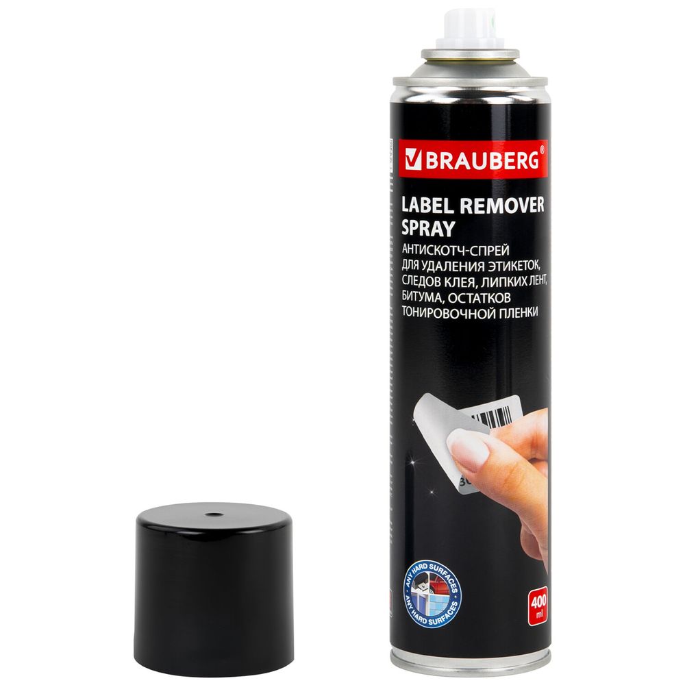 Антискотч-спрей для удаления этикеток, следов клея, липких лент, битума BRAUBERG, 400 мл