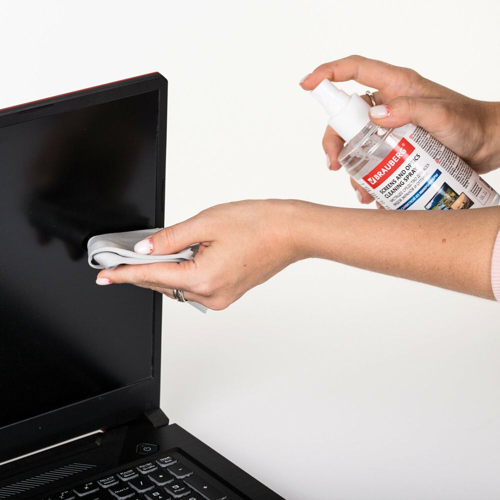 Чистящий набор для экранов всех типов и оптики BRAUBERG, комплект салфетка и спрей, 200 мл