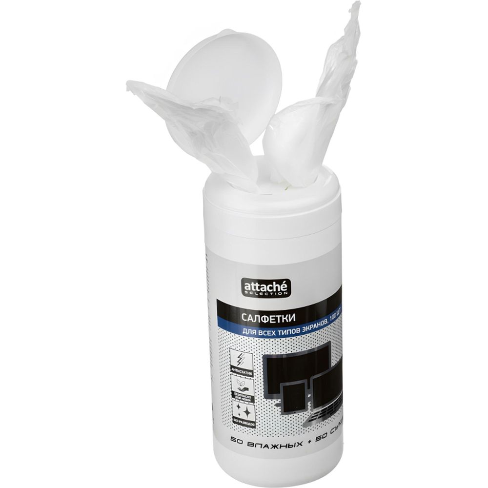 Салфетки ProMega Office в тубе для чистки LCD/TFT (50влажных + 50 сухих)