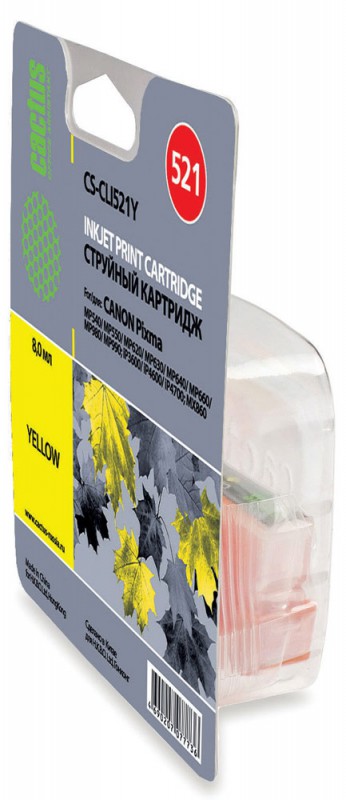 Совместимый картридж струйный Cactus идентичный  Canon CLI521Y