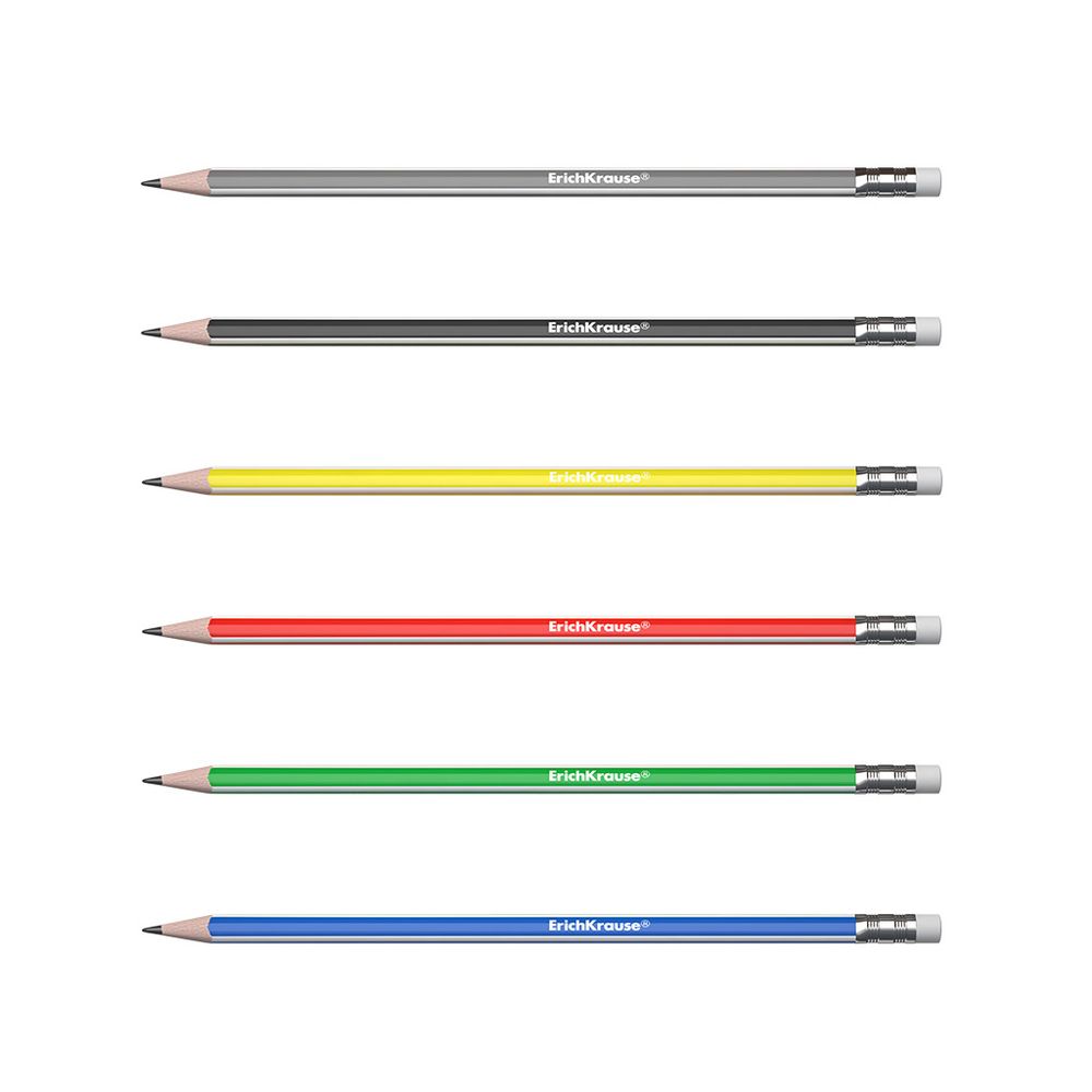 Пластиковый чернографитный техгранный карандаш с ластиком ErichKrause Classic triangle 101 HB