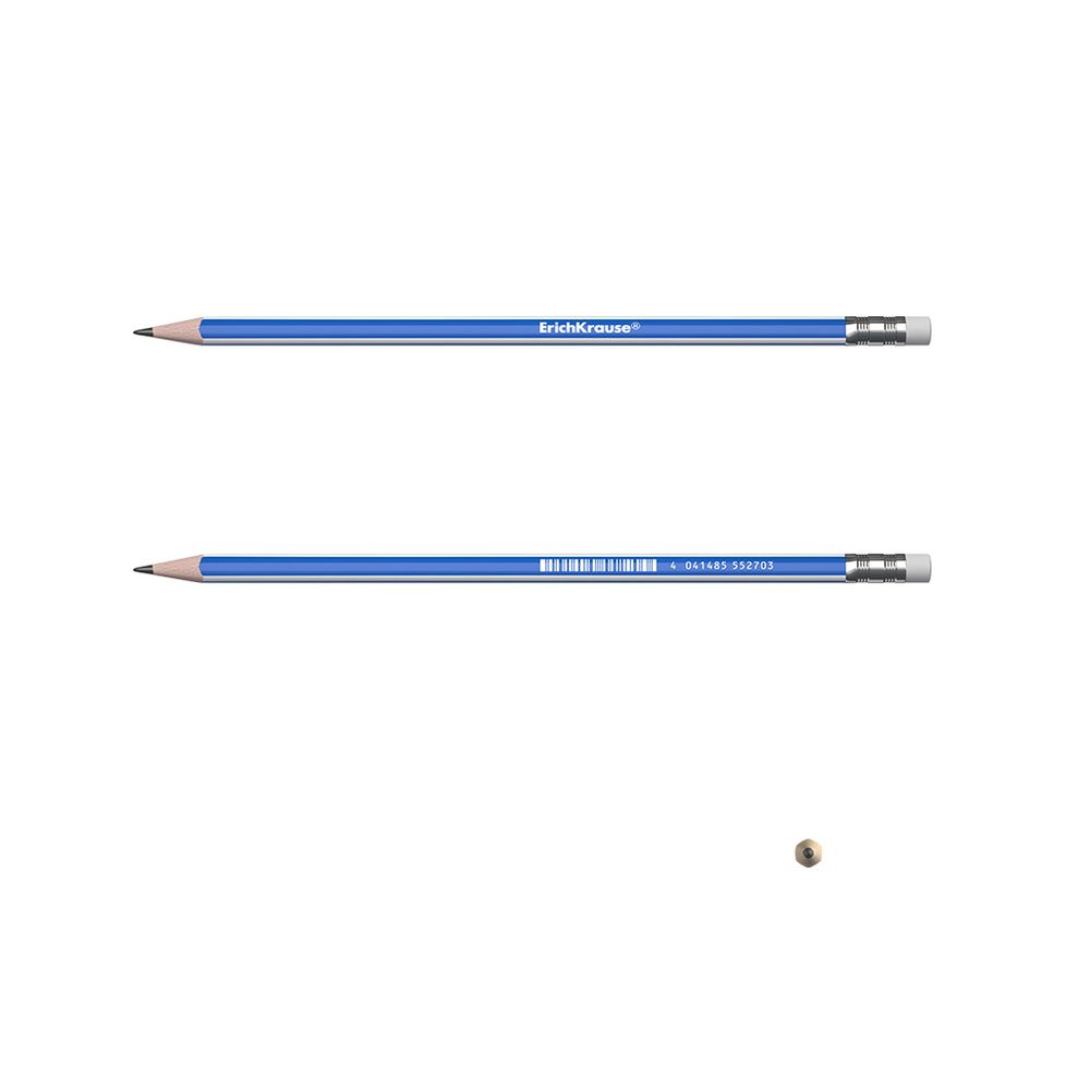 Пластиковый чернографитный техгранный карандаш с ластиком ErichKrause Classic triangle 101 HB