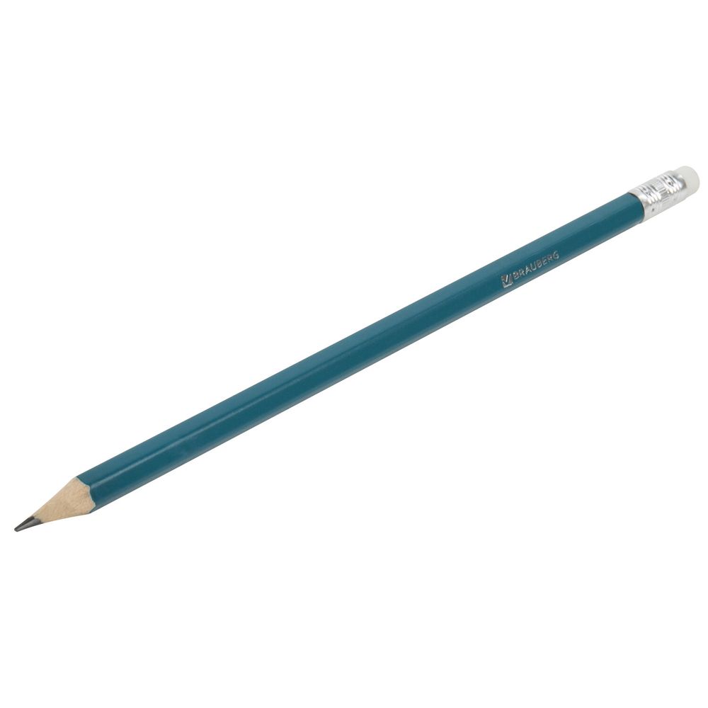 Карандаш чернографитный BRAUBERG, 1 шт., "Fluor", НВ, с ластиком, корпус неоновый ассорти, заточенный