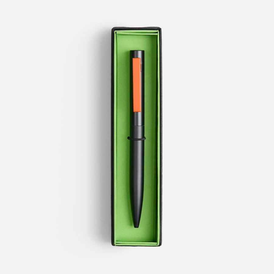 Ручка шариковая Inkolor в футляре черная с оранжевым