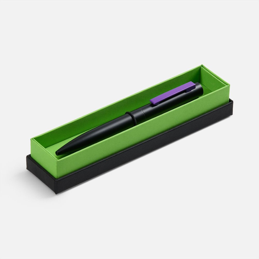 Ручка шариковая Inkolor в футляре черная с фиолетовым