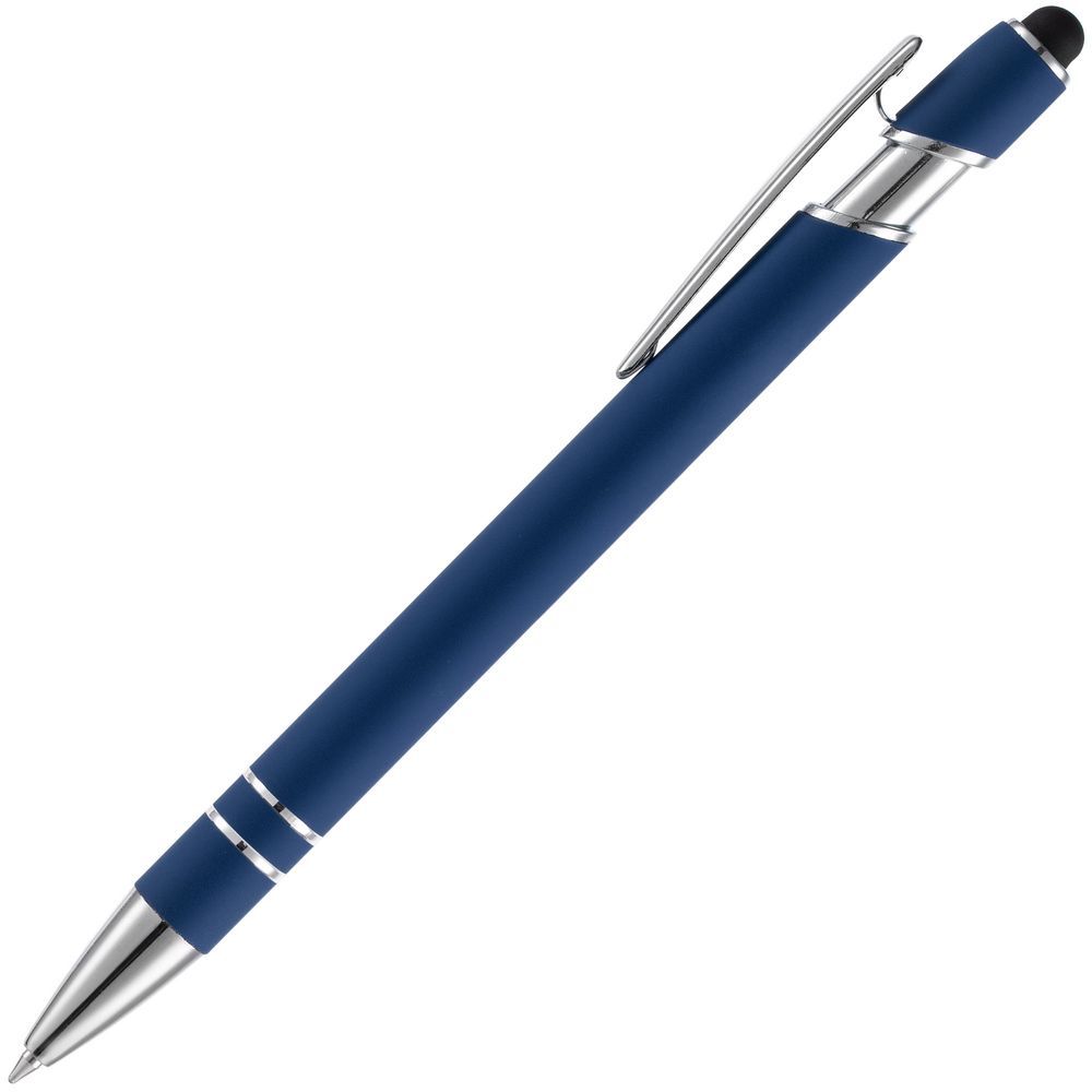 Ручка шариковая Pointer Soft Touch со стилусом темно-синяя