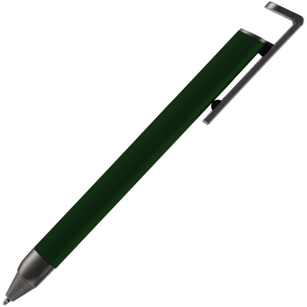Ручка шариковая Standic с подставкой для телефона зеленая