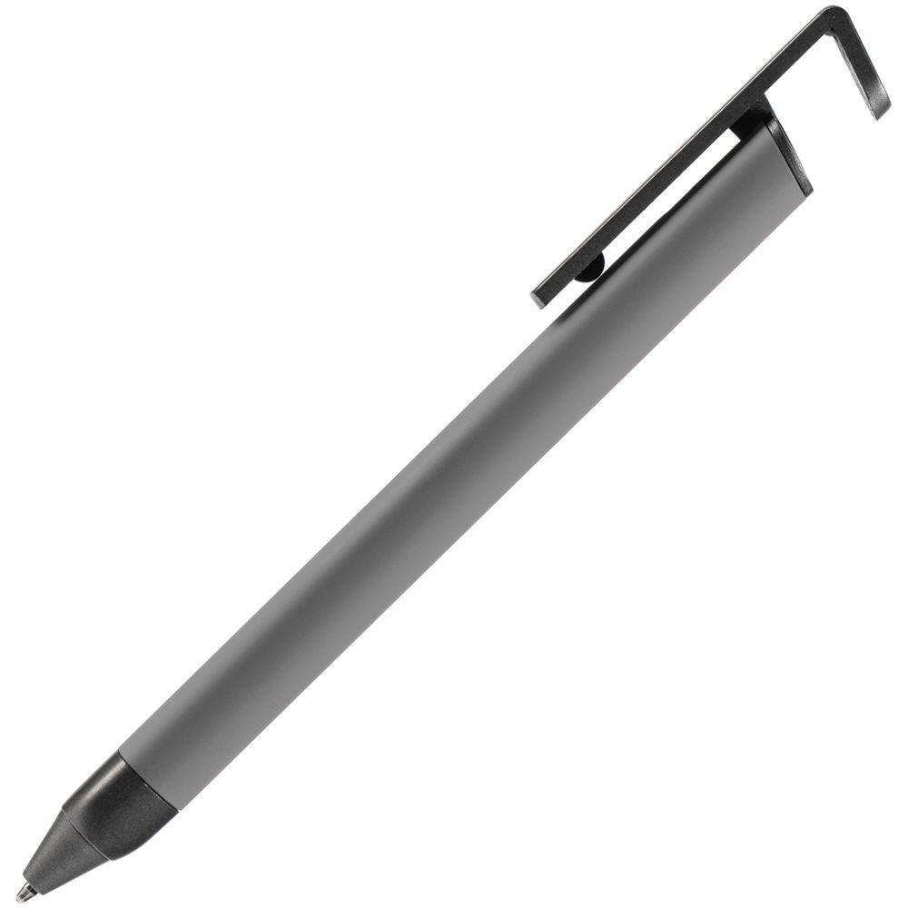 Ручка шариковая Standic с подставкой для телефона серая