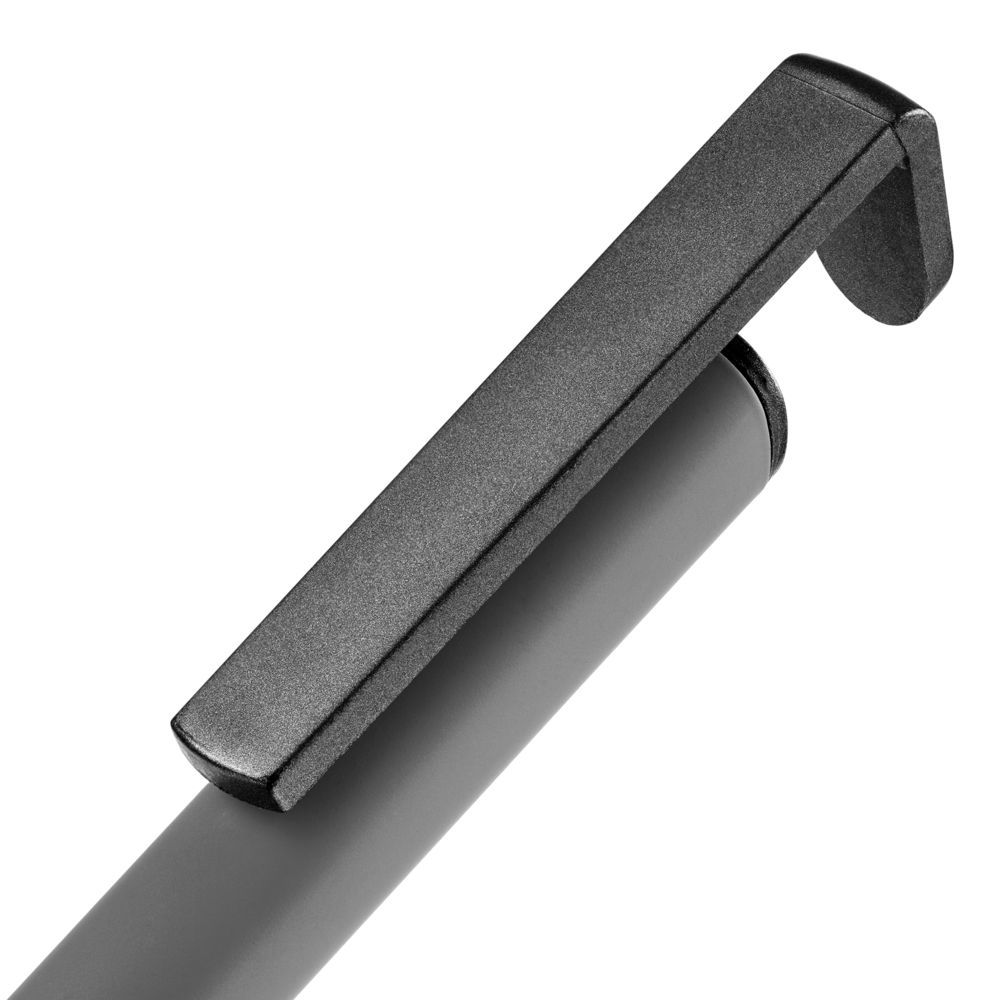Ручка шариковая Standic с подставкой для телефона серая