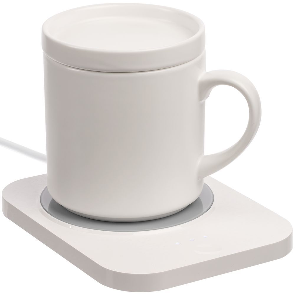 Кружка с подогревом и беспроводной зарядкой Dual Base Plus белая