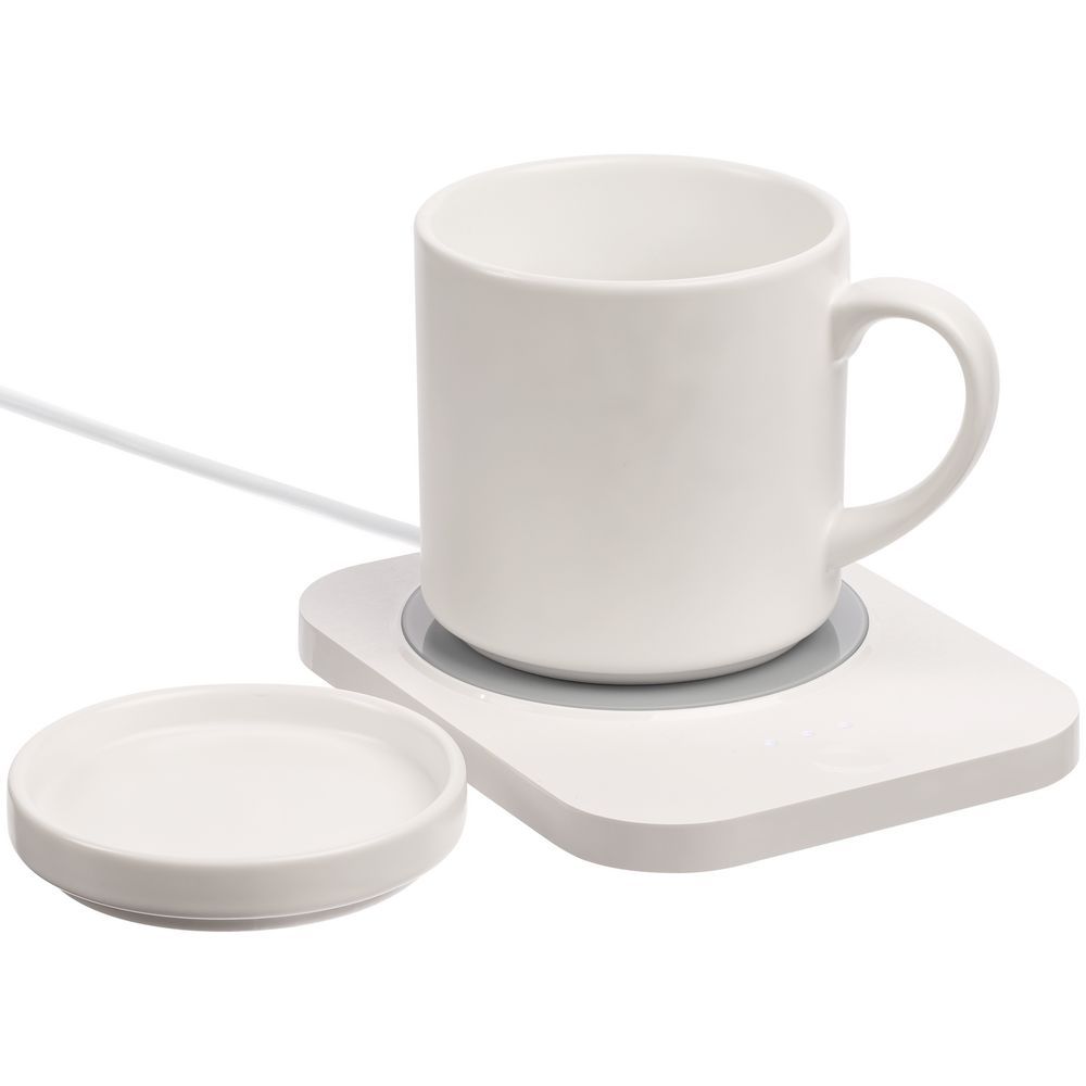 Кружка с подогревом и беспроводной зарядкой Dual Base Plus белая