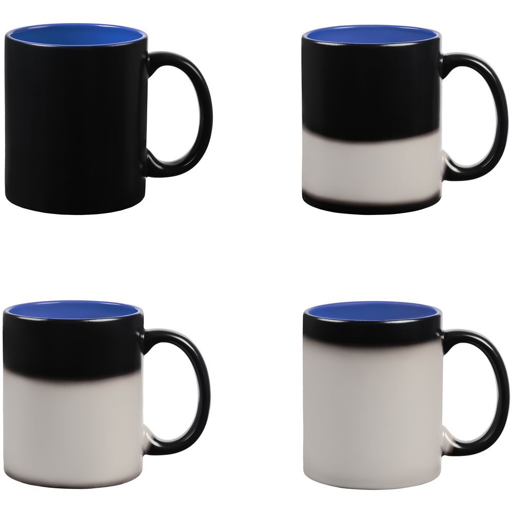 Кружка-хамелеон On Display матовая черная со светло-синим