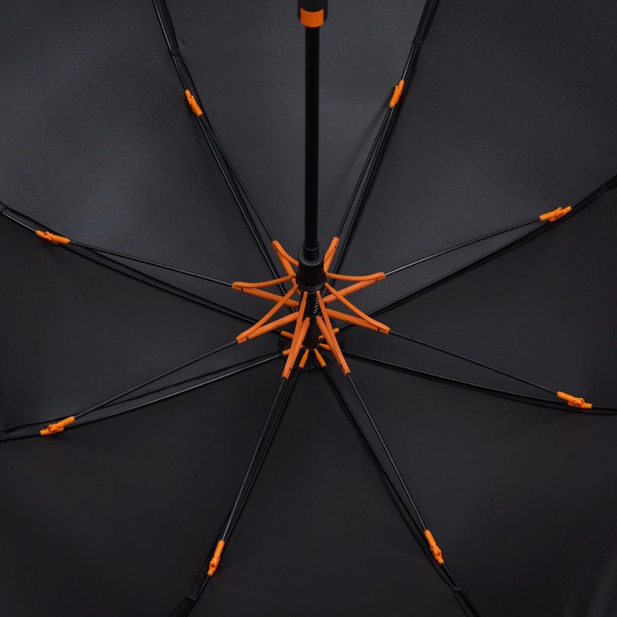 Зонт-трость Hidecolor с цветными спицами черный с оранжевым