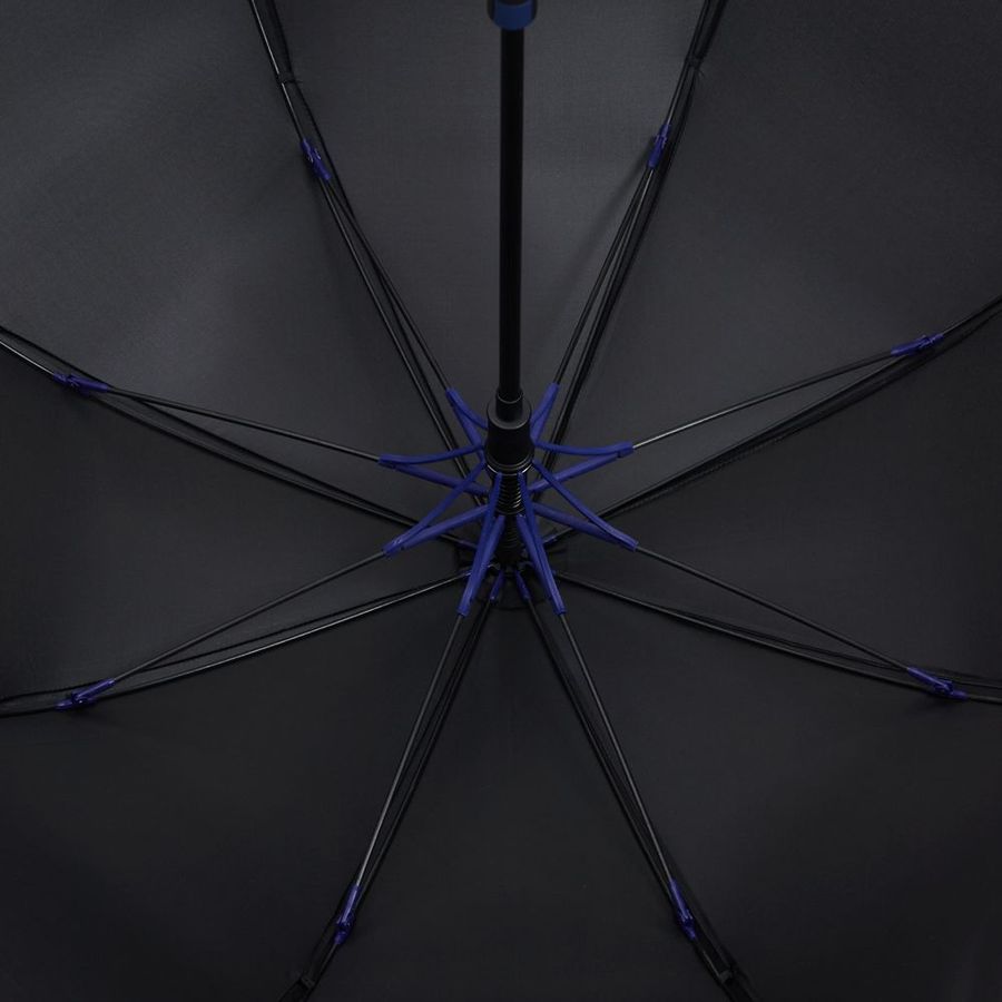 Зонт-трость Hidecolor с цветными спицами черный с синим