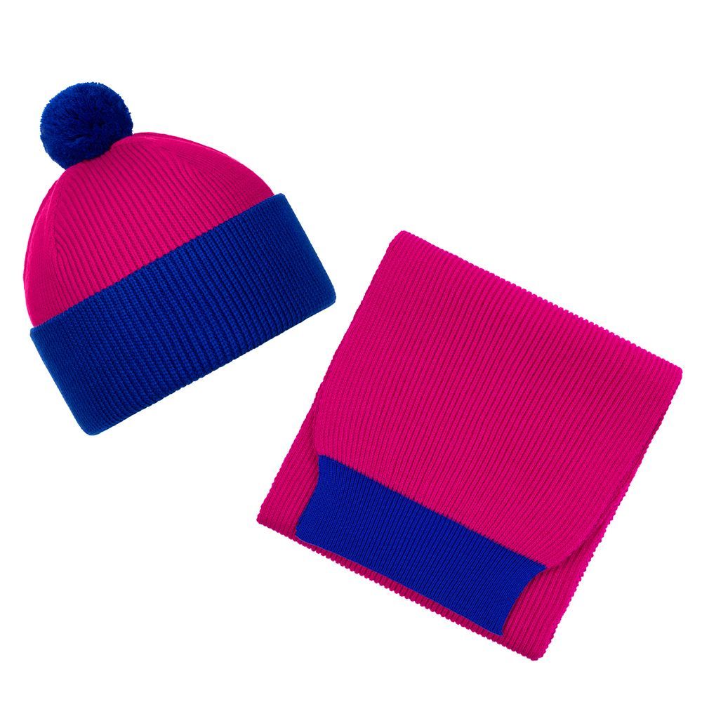 Шарф Snappy, синий, фуксия