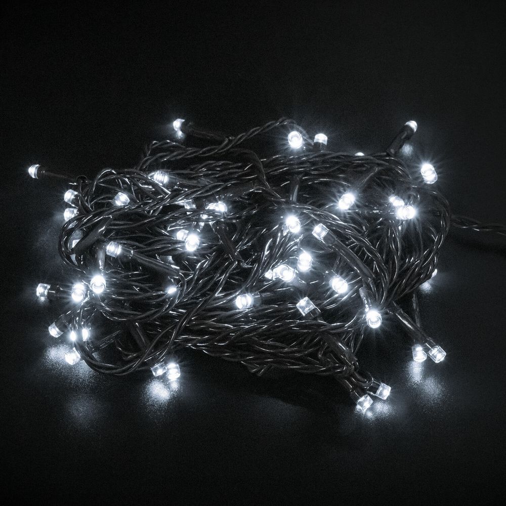 Электрогирлянда-нить комнатная "Стандарт" 5 м, 50 LED, холодный белый свет, 220 V, контроллер, ЗОЛОТАЯ СКАЗКА